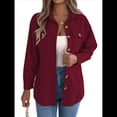 thumbnail image 2 of Camisa de Punto para Mujer, de Otoño, de Corta, de , de Larga, con Botones Vino Tinto M, 2 of 9