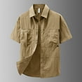 thumbnail image 2 of Men's Short Sleeve Casual Shirt Nylon Workwear Button Down with Multiple Pockets Loose Fit Comfortable for Daily Wear Spring Summer Fall Mens Summer Lightweight Pullover Tee Shirts, 2 of 8