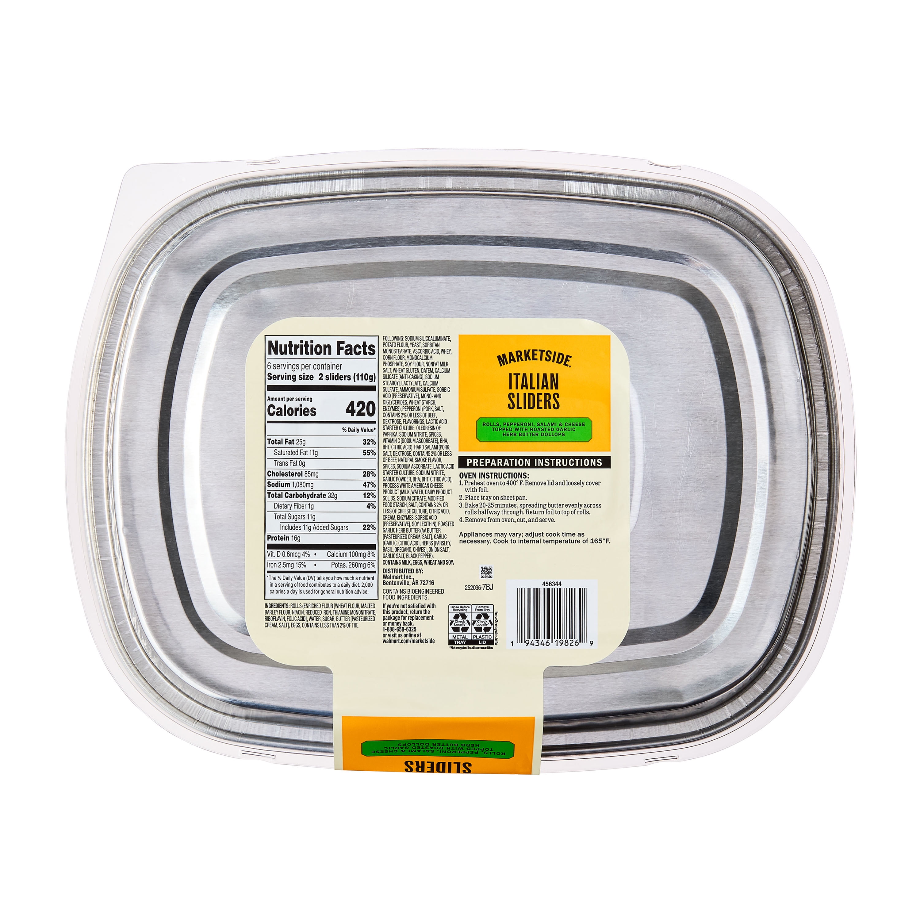 Marketside Ready to Bake Italian Sliders, 23.26 oz, 12 Count (Refrigerated)