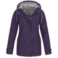 thumbnail image 1 of WEIYLL Vestes en Molleton pour Femmes Unies Extérieur Grande Taille Coupe-Vent Pluie à Capuche Pluie Imperméable Violet Sortie Automne Hauts Taille 5TG, 1 of 7