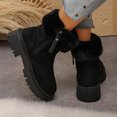 thumbnail image 4 of Women's Winter Boots Suede Plush Warm Lug Sole Zipper Ankle Snow Booties Casual Platform Round Toe Short Chelsea Boots Black Size 7, 4 of 7