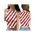 thumbnail image 4 of Women Independence Day Tank Tops, Adults Slim-fit Star  Stripe Print Round Neck Crop Tops, 4 of 5