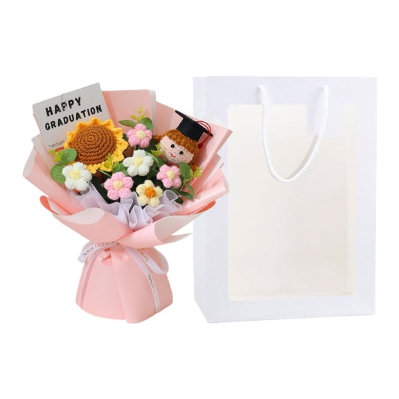 Class of 2026 Handmade Crochet Graduation Bouquet, Custom Knitted Sunflower Flower with Doll, Unique Keepsake Gift for Her Graduation Day Hearthweave