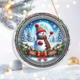 thumbnail image 4 of Christmas Door Sign Hanging Decoration – Snowman Scene PVC Holiday Pendant with Rope – Indoor Outdoor Wall Decor for Home, Party, Office, Front Door – 7.87" Clear Round Ornament, 4 of 6