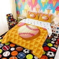 thumbnail image 3 of Erosebridal Drip Waffle Baseball Full Size Comforter Sets, Kawaii Sport Bedding Sets for Girls, Polka Dots Reversible 3pcs, 1 Comforter and 2 Pillowcases, 3 of 6