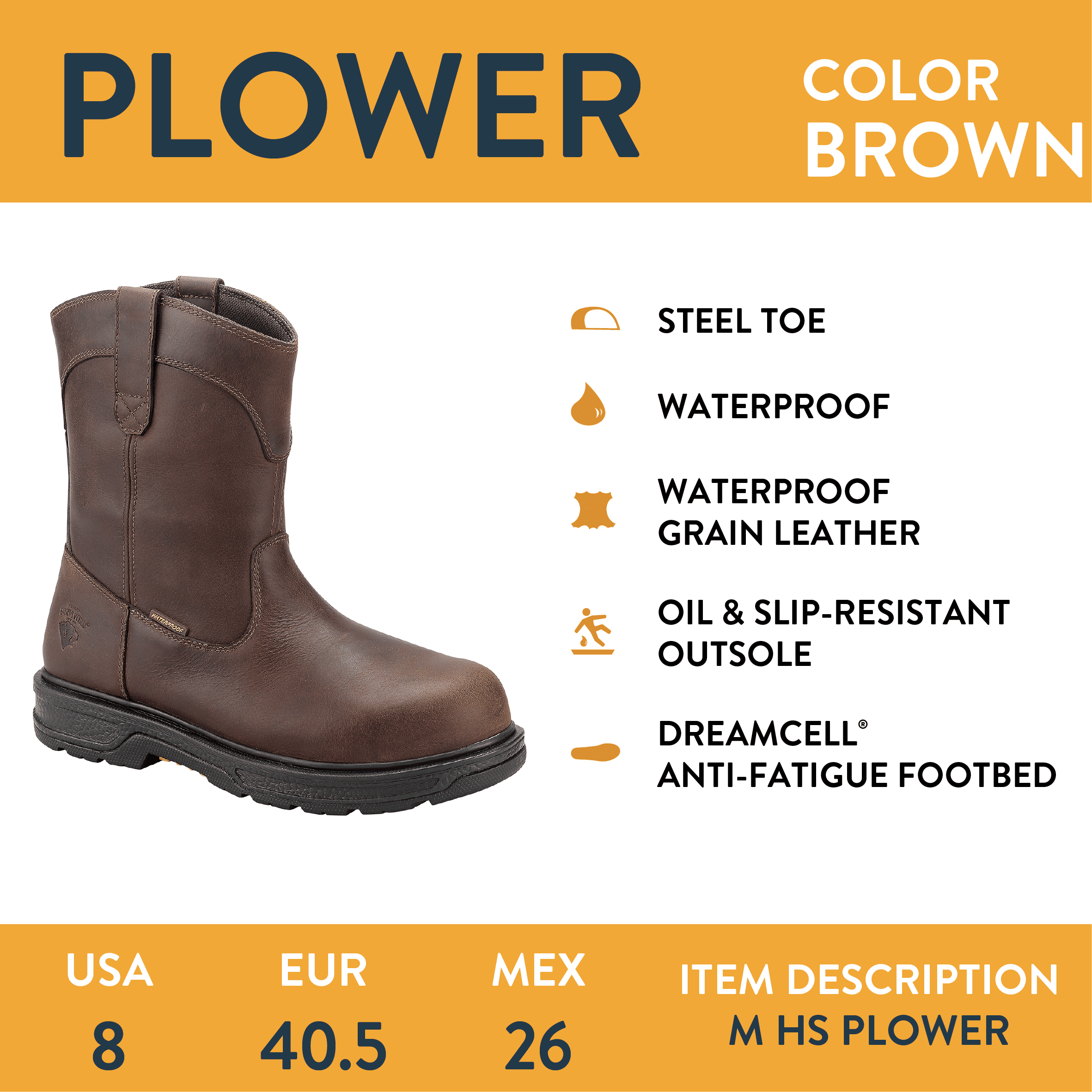 Herman Survivors Men's Plower Waterproof Pull Work Boots