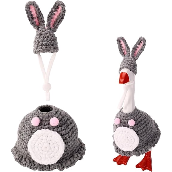 Easter Desk Goose Outfits Set, Gray Bunny Clothes for 7in/17.78cm Mini Magnetic Desk Goose Statue Party Spring Holiday Decor