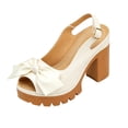 thumbnail image 3 of Domuza Wedge Sandals for Women Summer Dressy Open Toe Ankle Strap Slingback Chunky Block High Heeled Platform Sandal 2026 Summer Dress Pump Shoes Beige 7（EU-38）, 3 of 4