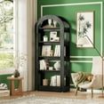 thumbnail image 5 of 5-Tier Arched Bookshelf - Black, High-Density MDF, 130lb per Shelf, Anti-Tip Straps, for Living Room/Office/Classroom, 5 of 6