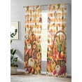 thumbnail image 4 of Sheer Curtains 84 inches Long, Thanksgiving Country Fall Leaves Food Yellow Stripes Texture Light Filtering Sheer Window Curtains Rod Pocket Voile Drapes for Bedroom Living Room, 52"W x 84"L 2 Panels, 4 of 7