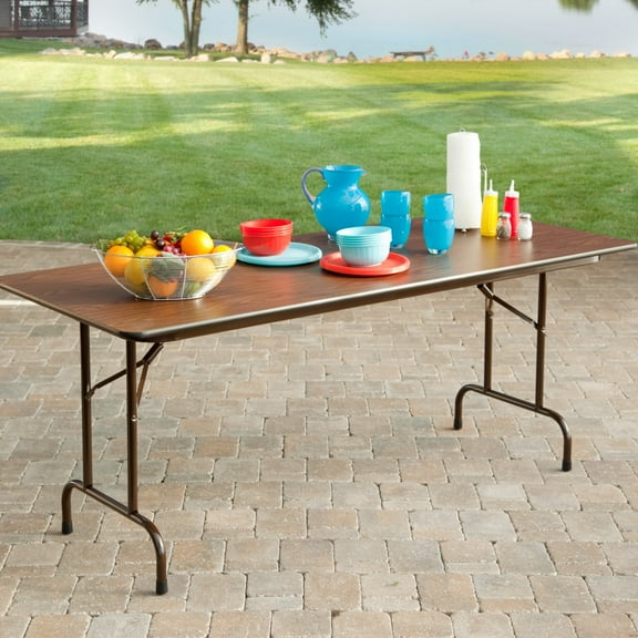 Correll Rectangle Melamine Folding Table - Brown