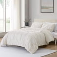 thumbnail image 4 of Bourina 3-Piece King Size Comforter Set, Pleated Design, Wrinkle-Resistant Microfiber Bedding, Ivory, 102" x 90", Lightweight & Machine Washable, All Season, 4 of 8