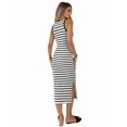 thumbnail image 6 of Women's Knit Sleeveless Striped Midi Dresses Side Slit Dress for Casual Beach White S, 6 of 10