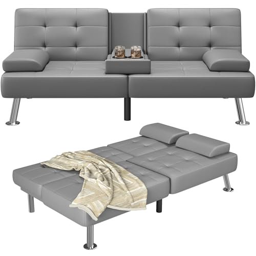 Homall Futon Sofa Bed Adjustable Futon Couch Modern Sleeper Sofa Bed for Living Room, Business Office, Recliner Sofa with Cup Holders