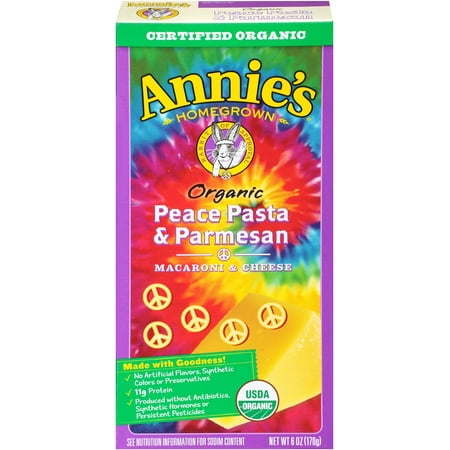 Annie's Homegrown Organic Peace Pasta And Parmesan 6 Oz