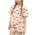 thumbnail image 2 of ATOGUTA Tropical Vacation Outfits for Girls Kids Short Sleeve T Shirts and Elastic Waist Shorts Size 3T-15 Baseball Active Outfit Beige, 2 of 6