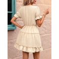thumbnail image 6 of Women Summer Mini Dress Chiffon Cutout Ruffle V-Neck Puff Sleeve Dresses Dot Boho Sundresses Color S, 6 of 8