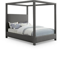 Meridian Furniture Emerson Grey Linen Textured Fabric King Bed
