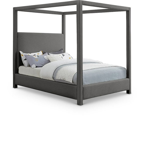 Meridian Furniture Emerson Grey Linen Textured Fabric King Bed