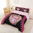 thumbnail image 2 of Erosebridal Teens Sport Baseball Full Size Comforter Sets 3 Pieces,Ice Cream Drip Dessert Bedding Sets For Boys Girls,Black Pink,Pink Reversible, 2 of 6