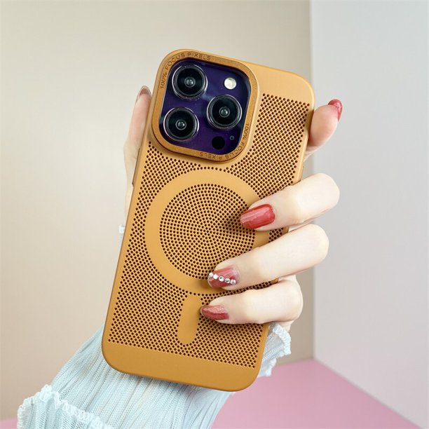 Funda de teléfono de refrigeración transpirable para iPhone 14 Plus 13 12 11 Pro Max, carga inalámbrica, parte trasera magnética, cubierta dura de PC, disipación de calor Fivean unisex