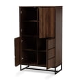 thumbnail image 2 of Baxton Studio Armoire de Rangement en Bois Fini Brun et Métal Fini Noir, 2 of 9