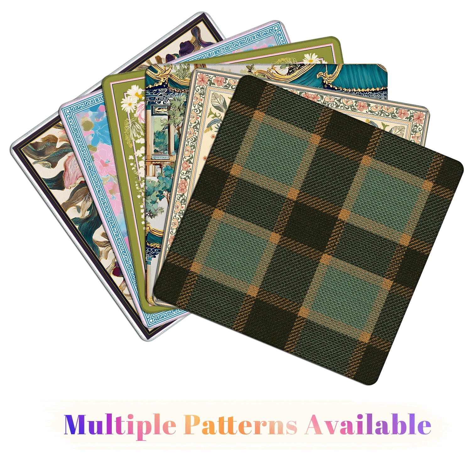 Mahjong Mat 31.5" x 31.5" Plaid brown green Herringbone seamless tartan Non-Slip Noise Reduction American Mahjong Tiles Table Cover for Dominoes Poker Card Board Games Gift
