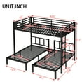 thumbnail image 3 of Generic Triple Bunk Bed, Twin over Twin over Queen - Heavy-Duty Metal Frame with Safety Guardrails, Space-Saving & Noise-Reduced Design for Shared Bedrooms, Black Finish​, 3 of 9