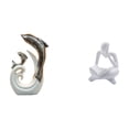 thumbnail image 1 of Estatua Moderna Abstracta De Un Delfín Pensador De Cerámica, Ideal Para Decorar Soportes De TV, Chimeneas, Oficinas, Salas De Estar, Mesas De Centro, Estantes Y Librerías., 1 of 8