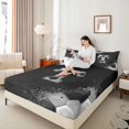 thumbnail image 4 of Castle Fairy Personalized Initial T Full Size Sheets 4-Piece for Teens,Abstract Gradient Splash Breathable Bed Sheets,Geometric Hexagon Lightweight Sheet Sets,Luxury Bedroom Decor, 4 of 7