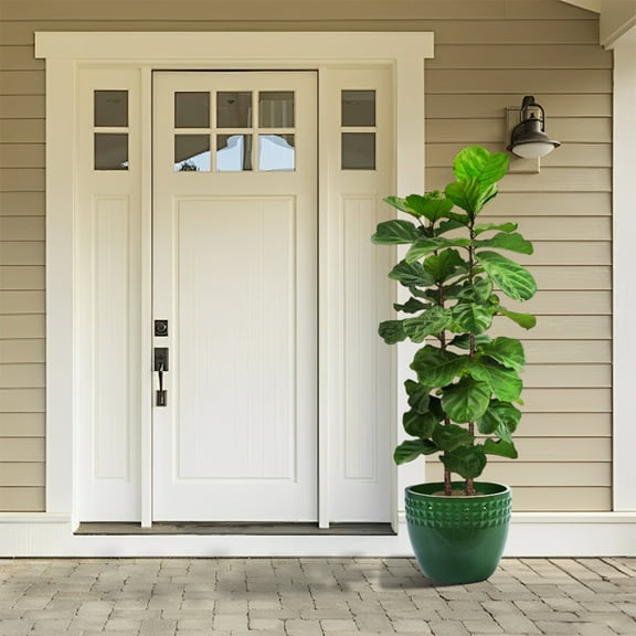 Noble House Modern Shirley Ceramic Flowerpot Set, Glossy Finish with Integrated Drainage, Set of 3, Antique Green