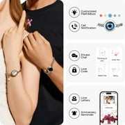 TOTWOO Touch Bracelets for Couples, Vibration & Light up for Love Couples(Silver+Silver) Long Distance Relationship Gifts for Girlfriend