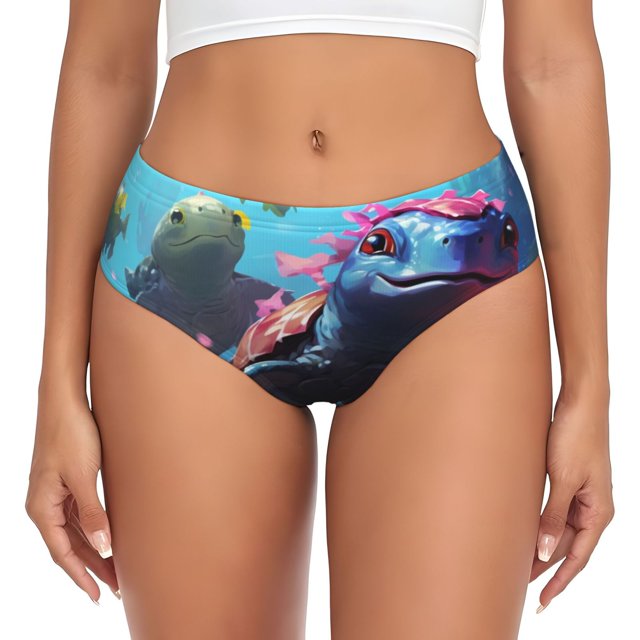 Fotbe Lively Cute Turtle Calzones Estampados para Mujer – Ropa Interior de Algodón, Cómoda, Suave y Elástica-Small