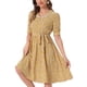 thumbnail image 4 of INSPIRAR CHIC Vestido Midi Floral de Manga Abullonada con Cuello Peter Pan y Cintura Alta en Amarillo, 4 of 6