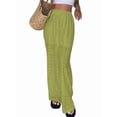 thumbnail image 3 of Women Wide Leg Trousers Embroidered Lace Eyelet Baggy Pants Dressy Trendy Beach Palazzo Pants Green XL, 3 of 9