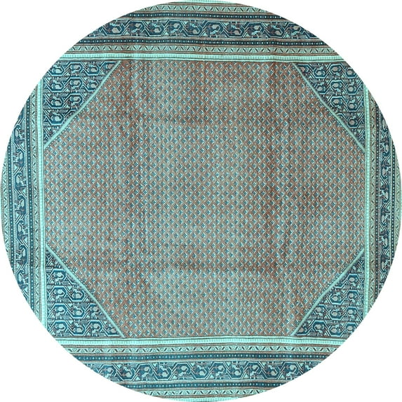 Ahgly Company Indoor Round Persian Light Blue Traditional Area Rugs, 6' Round