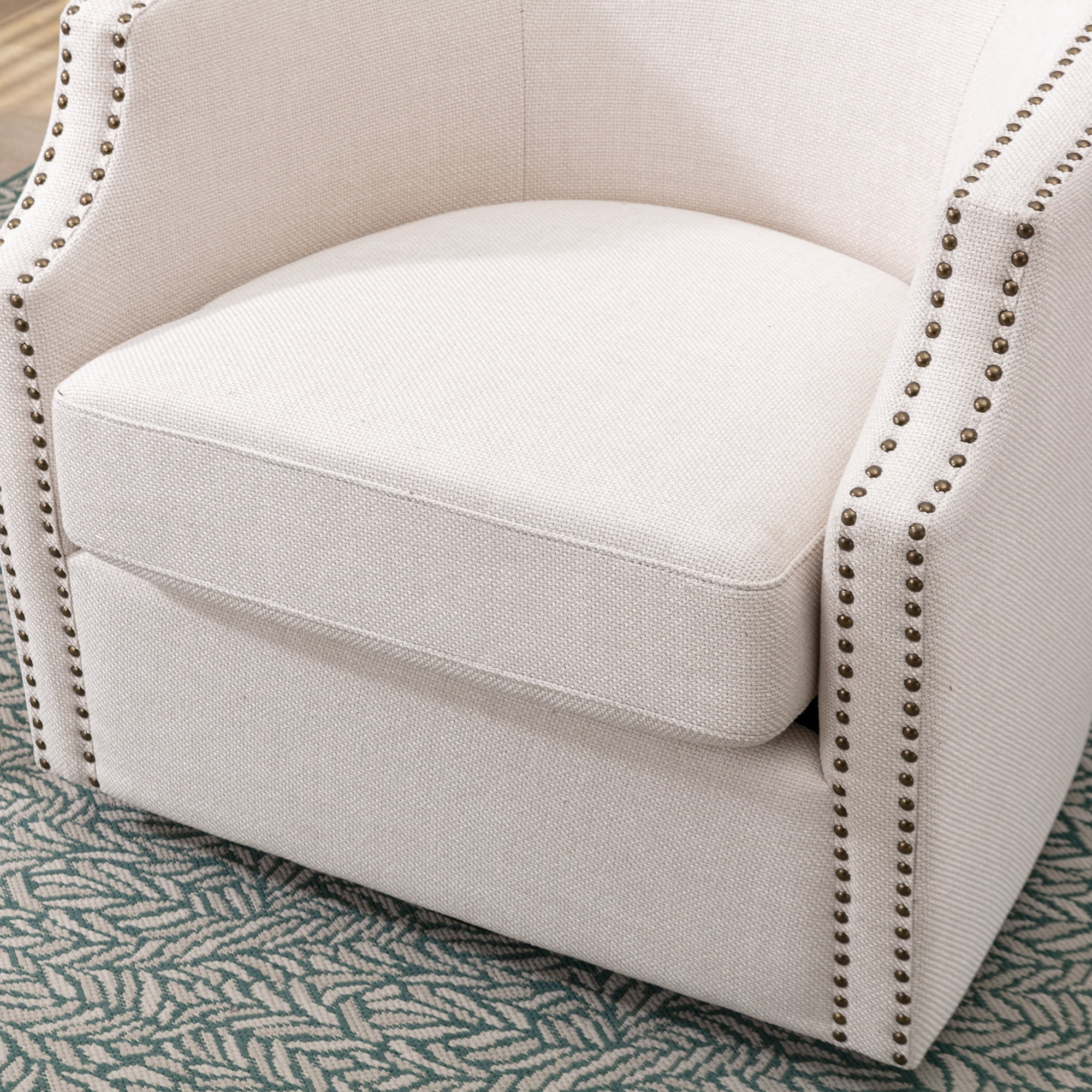 Lunale Fabric Swivel Accent Barrel Chair, Club Chair Comfy Reading Armchair, Beige