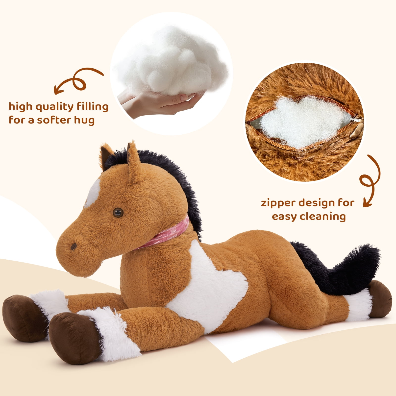 MaoGoLan 47" Giant Horse Stuffed Animal Large Stuffed Horse Plush Toy