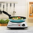 thumbnail image 3 of OVENTE Electric Countertop Single Burner, 1000W Cooktop with 7.25 Inch Cast Iron Hot Plate, 5 Level Temperature Control, Compact Cooking Stove and Easy to Clean Stainless Steel Base, Silver BGS101S, 3 of 8
