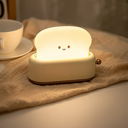 

yegeUY Cute Night Light Bread LED Night Light With Rechargeable Portable Bedroom Bedside Bed Lamp Birthday Gift Ideas For Teens Teens Girls Boys Ladies okay thanks