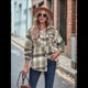 thumbnail image 5 of Camisas A Cuadros para Mujer, de Larga, con Botones, Estilo Babydoll, Peplum, Blusas Informales Extragrandes con Bolsillos Verde L, 5 of 7