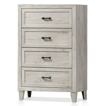 Furniture of America Garrison 4-Drawer Wood Bedroom Chest, Washed White