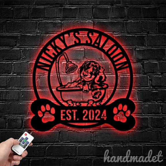 Handmadetneonsign Dog Grooming Salon Metal Wall Art Light, Pet Metal Sign Wall Decor, House Metal Decor 59754