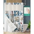 thumbnail image 2 of No Hook Shower Curtain with Snap-in Liner, Starfish Waterproof Fabric Bathroom Curtains, Ocean Shell Coastal Nautical Flag Light-house Bath Curtains & Mesh Top Window Stall 48"x72", 2 of 6