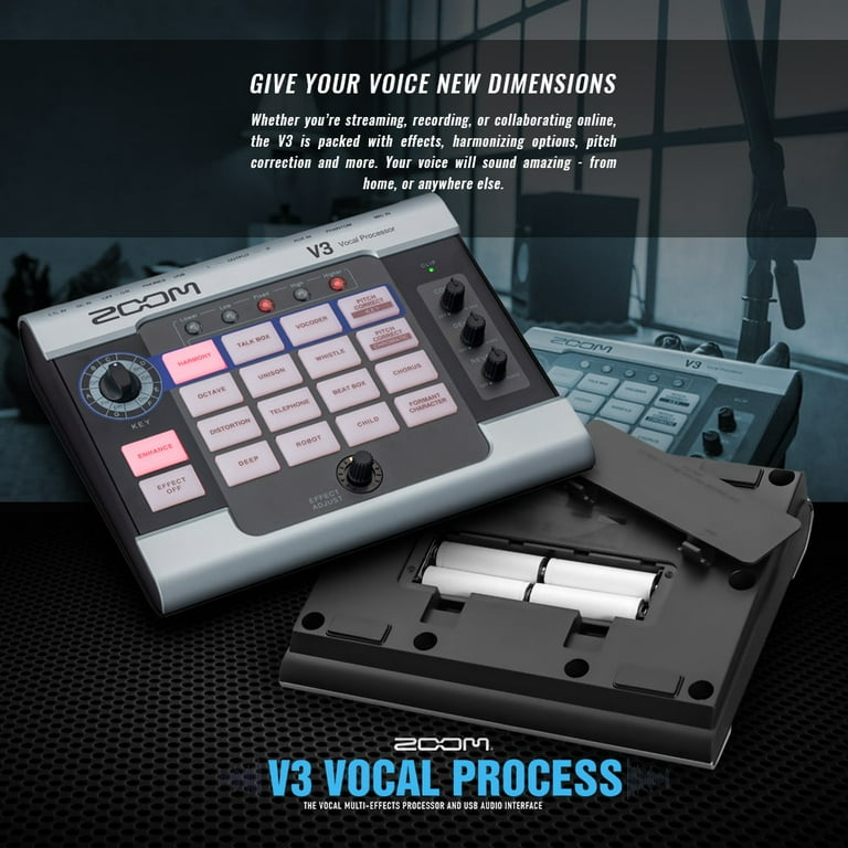 Zoom V3 Vocal Processor, Effects Pedal, Battery Powered with
