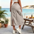 thumbnail image 6 of Cargo Skirts for Women Drawstring Elastic High Waist Midi Skirts Quick Dry Lightweight Causal Skirts with Multi Pockets, XL, 6 of 9