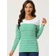 thumbnail image 2 of CamiseDe ManLarPaMujer bloque de colorrayas triple color simple Blanco Verde L, 2 of 6