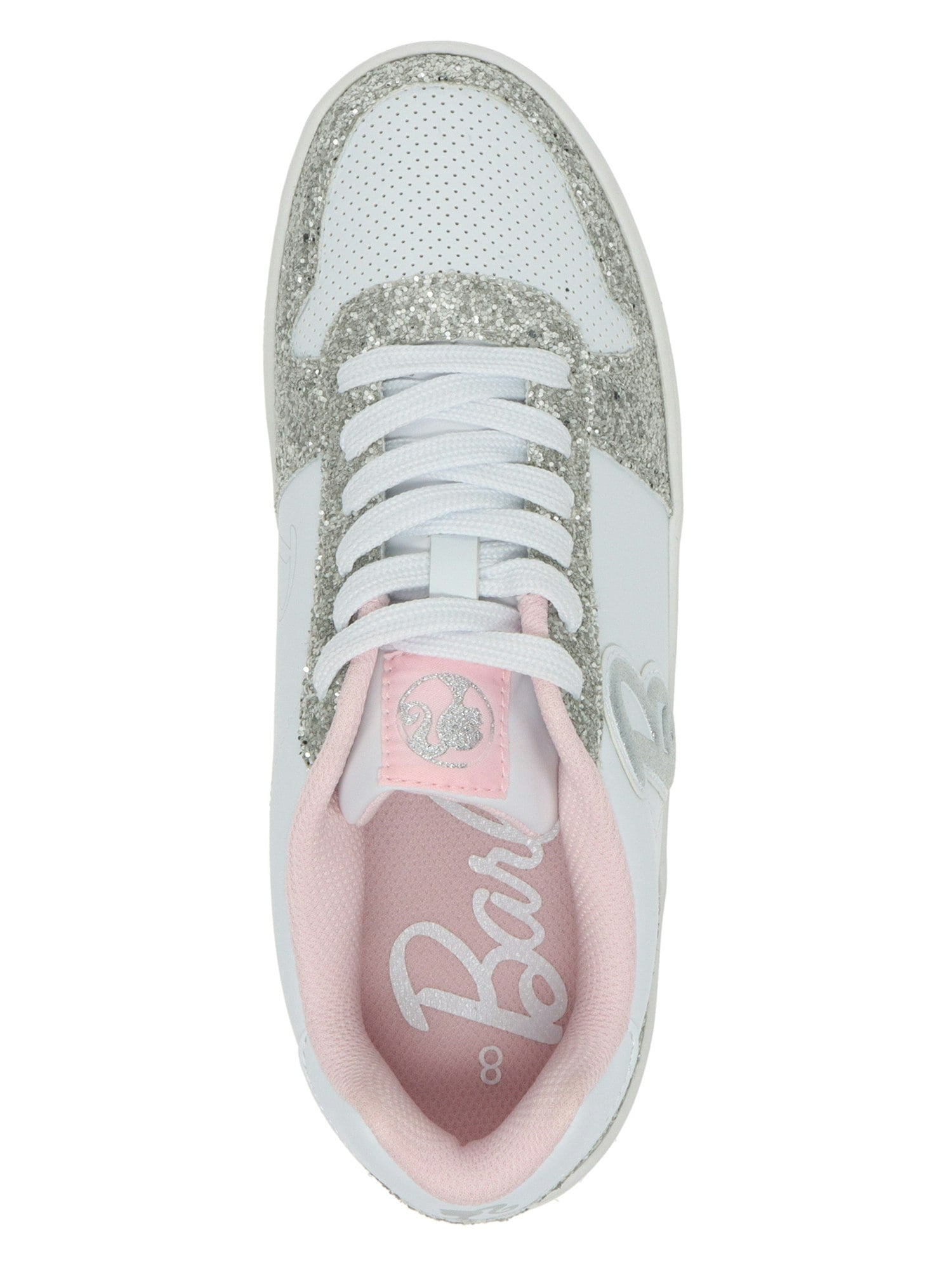 Barbie by Mattel Casual Women’s White Court Sneaker, Dual Sizes 6-11, Regular Width