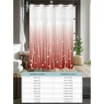 thumbnail image 6 of No Hook Cloth Fabric Shower Curtain with Snap in Liner, Retro Flower Waterproof Shower Curtains Set with See Through Top Window, Geometric Stripes Gradient Tree Leaf Bath Curtains Shower 72"x96", 6 of 6