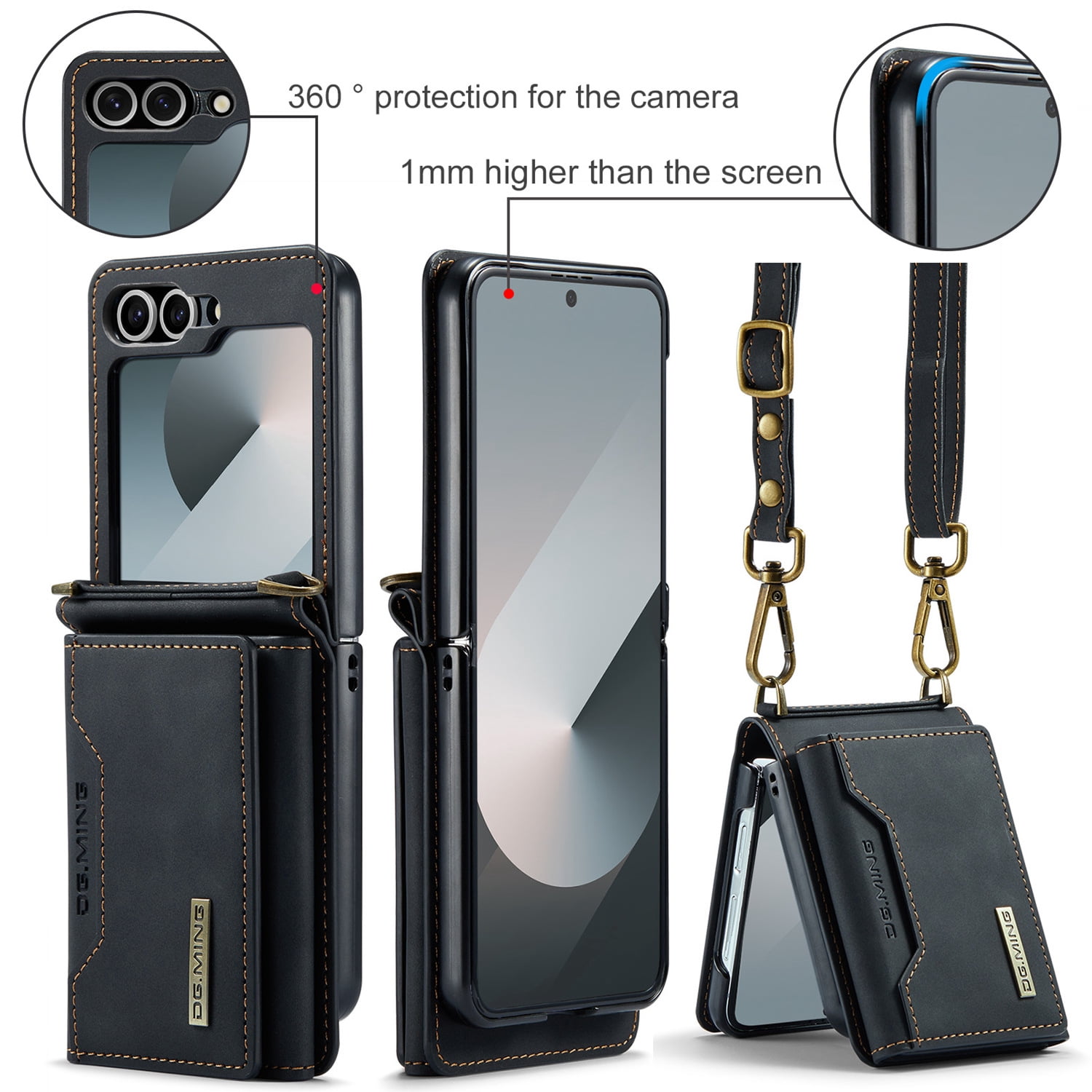 ETFAST Leather Phone Case For Samsung Galaxy Z Flip 6 Wallet Leather Case with Card Holder Leather Phone Case Shockproof Protective Cover
